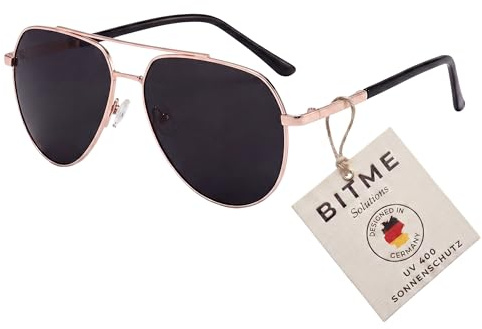 BitME Solutions Sonnenbrille Herren Polarisiert – UV400 Schutz Pilotenbrille Stil für Männer – Rechteckiges Design, Ideal zum Autofahren & Business – Inkl. Etui Schwarz