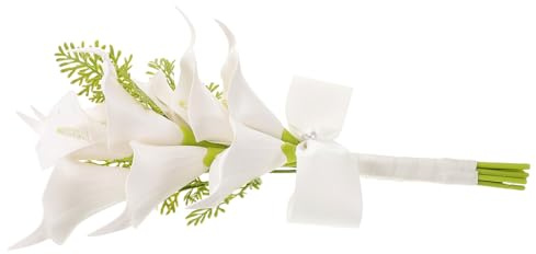 Gadpiparty Bouquet da Sposa a Cascata Calla Bianca Artificiale, Mazzo di Fiori per Matrimonio, Leggero e Durevole, per Cerimonie Nuziali, Feste e Decorazioni Casa