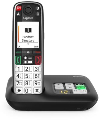 Gigaset Easy 520A Seniorentelefon mit Anrufbeantworter, SOS-Notruf, Schwarz | 2,2-Zoll-Farbdisplay, Freisprechfunktion, Direktwahltasten, Made in Germany, [Kompatibel in DE, IT, FR, NL, BE, CHE, AUT]