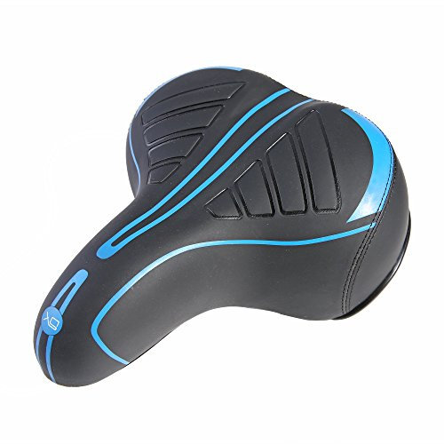 UNISTRENGH Fahrradsattel Exclusive Stoßdämpfer Ballfuß Big Bum Extra Breit Leder Fahrrad Sitz weich bequemes Gel gepolstert Kissen mit reflektierendem Band