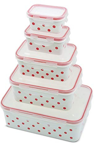 10-teiliges Frischhaltedosen Set, Punkte, Frischhaltedosen, Set, Vorratsdosen,