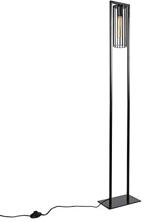 Qazqa Modern Stehleuchte, Stehlampe - Balenco Wazo - Schwarz, max. 40W, Geeignet für LED, 140cm, Ideal als Wohnzimmerlampe