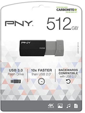 PNY USB 3.0 Flash Drive, 512GB, Black