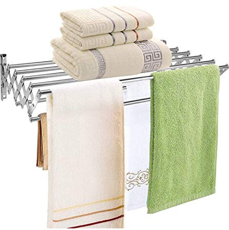 GXFWJD Ausziehbarer Wandtrockner Platzsparender Trockner Trockenstäbe Wäschetrockner Für Die Wand Wäschereck Multifunktion Trockengestelle Handtuchhalter (Color : Silver, Size : 60cm)