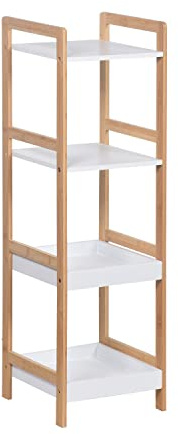 ASPECT Kassi White & Bamboo Freestanding Storage Units For Bathroom/Kitchen/Living Room (29.5x29x100(H) cm)