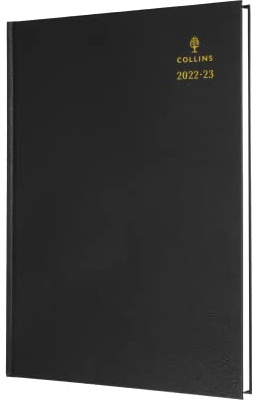 Collins Standard-Schreibtisch-Terminplaner 2022–23, Mitteljahr (Appts), FSC-Mix, Schwarz (52M.99–2223), Schüler-Tagebuch, Planer mit Tagebuch, Notizen und Stundenplänen, A5 (210 x 148)