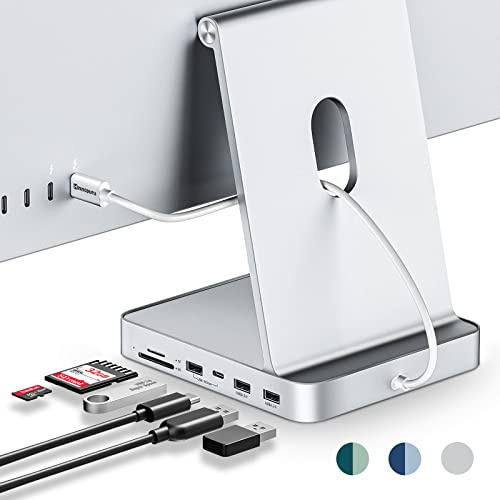 USB C Hub for iMac 24 inch 2021, Minisopuru USB Hub Adapter Support M.2 NVMe SSD, iMac Accessories with USB A/C 10Gbps, SD/TF, M.2 SSD (Not Included), Sliver.