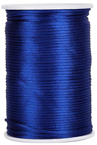 Cordoncino in Nylon Satinato con Rifiniture in Nylon Cordoncino in Raso a Coda di Topo Cordoncino per Annodare Cinese in Poliestere per Collana, Bracciale, Perline, Nodo Cinese Kumihimo(Blu Reale)