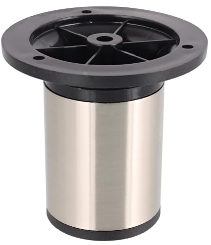 WAGNER Möbelbein/Tischbein/Möbelfuß/Verstellfuß Telescope Classic - Ø 50 x 80-105 mm, integrierte Anschraubplatte Ø 85 mm, Aluminium in Edelstahl Optik gebürstet - 12048201