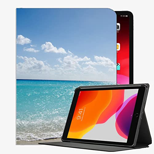 YENDOSTEEN Hülle mit Pencil Halter für iPad Air 10.5 2019 (3. Generation) / iPad Pro 10.5 2017,Meersand-Sonnenaufnäher Automatischem Schlaf/Aufwach