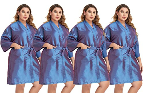 PERFEHAIR Salon Client Gown Cape, Pack of 4, Hairdressing Gown Smock Robes for Hair Stylist to Hair Cutting, Hair Coloring, Makeup-Purple