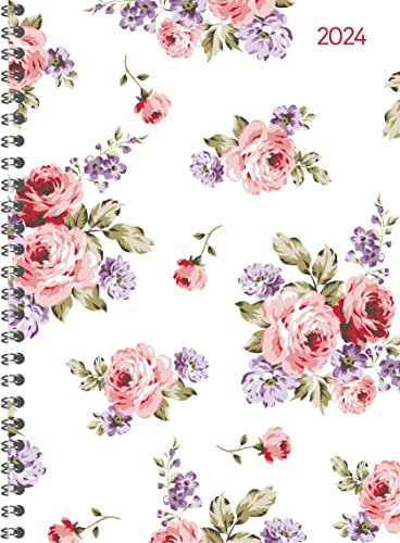 Ladytimer Ringbuch Roses 2024 - Taschen-Kalender A5 (15x21 cm) - Schüler-Kalender - Weekly - Ringbindung - 128 Seiten - Alpha Edition