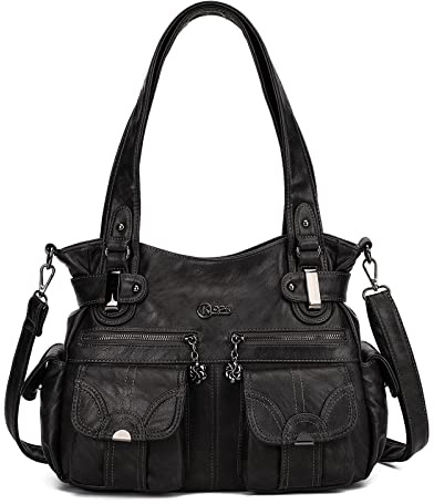 Damen Handtasche Umhängetasche Schultertasche PU-Leder mit vielen Fächern