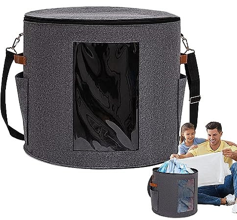 higyee Runde Aufbewahrungsbox aus Filz | 19 T x 17 H große Hutaufbewahrung,Hutaufbewahrungskoffer mit tragbarem und sichtbarem Design, Hutkoffer für Baseballmützen, Cowboyhüte, Steppspielzeug