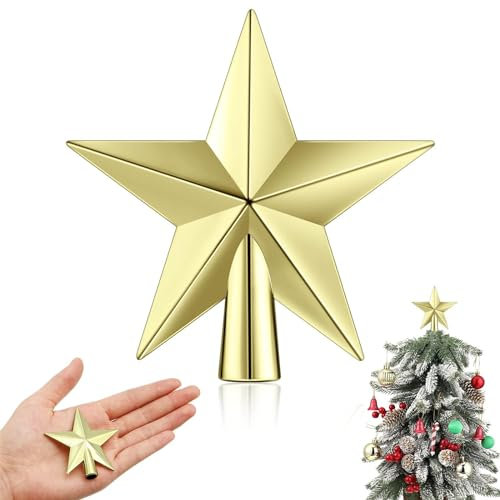 Dereine Weihnachtsbaumspitze Stern, Mini Baumspitze Stern, Weihnachtsbaum Stern, Christbaumspitze Stern, 6 cm, Weihnachtsbaumspitze Klein, Mini Deko Weihnachten für Weihnachtsbaum Deko