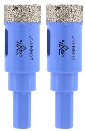 Juego de Brocas Diamante Seco - 2 Piezas 20mm Corona Diamnate para Baldosas de Porcelana Cerámica Mármol Granito - Vástago Triangular con Estuche VENJELD