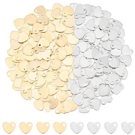 UNICRAFTALE 120 Stück 2 Farben Herzanhänger Edelstahlanhänger Herzanhänger Metallanhänger Halskettenanhänger Lasergeschnittene Anhänger Für DIY Armbandohrringe Schmuckherstellung Valentinstag