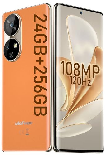 Ulefone Note 17 Pro Handy ohne vertrag, 2.4K Amoled 120Hz Gebogenes Display, 108MP +32MP Kamera Android 13 Smartphone, 24GB+256GB Helio G99 mit 33W Schnellladung 6,78 Zoll FHD+ 5050mAh Akku Orange
