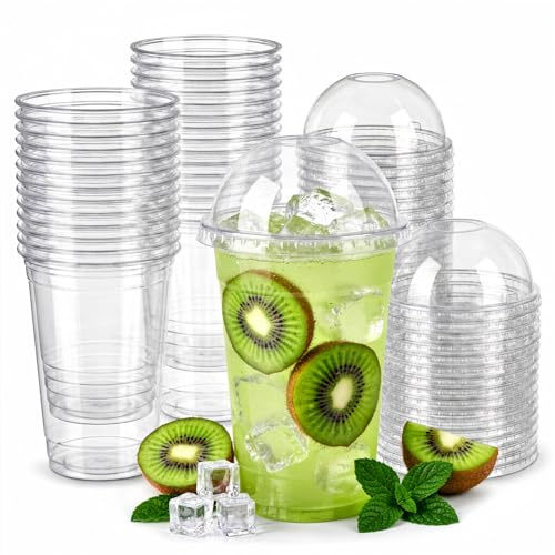 Nationwide Paper 50pcs 12oz Premium Smoothie Cups with Dome Lids, for Milkshake Juice Sweets & Thick Shakes Ice Cream Cups for Bar & Restaurants (355ml)