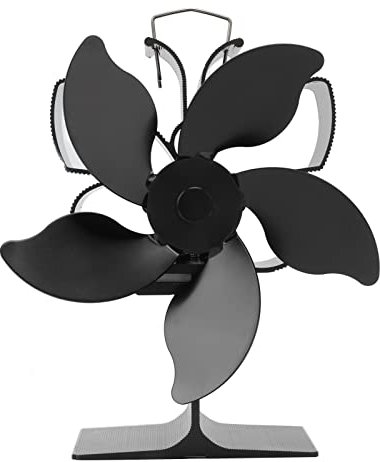 Mwrode Holzofenventilator, Schwarz, Wärmebetriebener Kaminventilator, 5 Flügel, Thermische Leistung, Energiesparend, Thermischer Ventilator, Nicht Elektrisch, Für Holzscheitbrenner