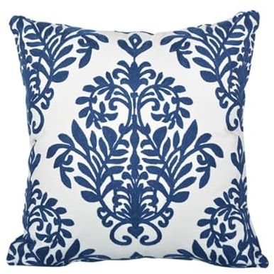 BAOKU 1 housse de coussin brodée classique bleue pour maison, chambre à coucher, 45 x 45 cm
