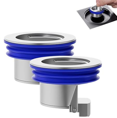 QruiLanTu 2 pieces Shower Floor Waste Backflow Preventer Magnetic Levitation One Way Waste Valve Floor Drain Insert Waste Plug Brass Fast Drainage Shower fit Caliber 32MM-42MM(Silver)