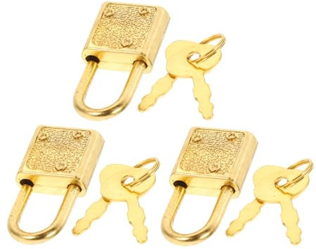 Vaguelly 3set Padlock Small Antique Padlocks with Keys for Decorative Latch and Boys and Girls Party