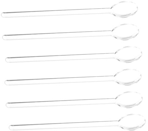 COLLBATH 6stücke Teiliges Langer Glasrührlöffel Hitzebeständig Zum Rühren Von Kaffee Desserts Und Milch Transparente Runde Oberflächen Für Sicheres Und Gesundes Kochen