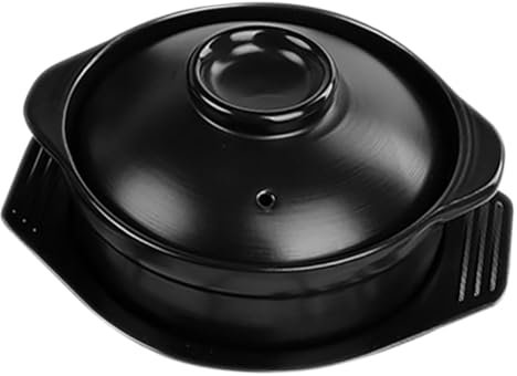 Casserole with Lid and Tray Ceramic Black 600ml Pot Cooking
