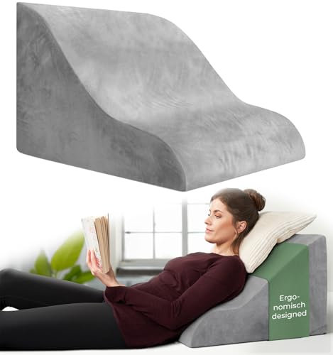 Well B4 Cojín cuña ergonómico para Cama y sofá, Almohada cuña [con 2 Zonas de reclinación], cojin Espalda, cómoda Almohada antirreflujo y cojín de Lectura para elevación del sueño o como Respaldo