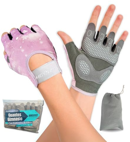 INNOOVEE Guantes Gimnasio Mujer y Hombre, Guantes Gym para Levantamiento de Pesas, Guantes Ciclismo Hombre con Protección de Palma para Fitness y Entrenamiento de Crossfit Musculación (Rosa, Small)