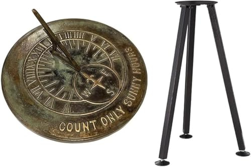ANTIQUEMEDIEVAL Cadran solaire en laiton massif avec support pour décoration de jardin