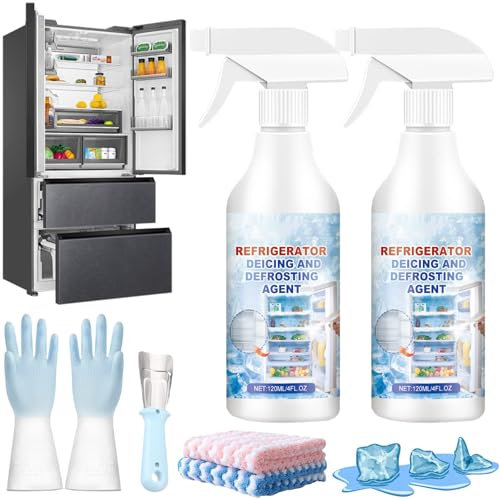 Rapid Fridge Freezer Defrosting Spray, Defrosting Spray for Fridge Freezer, Powerful Refrigerator Defrost Spray, Refrigerator Defrosting Spray, Fast Frost Removal & Streak-Free Shine (2Pcs-120ml)