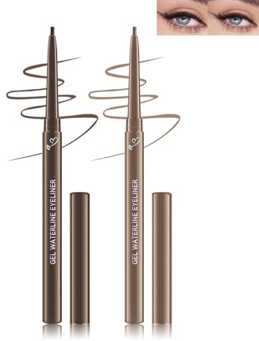 Eyeliner Wasserfest Braun & Hellbraun-2Pcs Soft und Smooth Glide Gel Eyeliner, Mett Creme Gel Textur, Langlebig Wischfest Kajalstift, Hochpigmentierter Seidiger Eyeliner Stift Makeup für Frauen-02+03