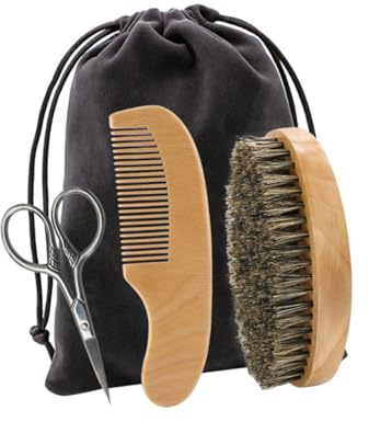 PAMINGONO Cuidado De Barba Para Hombre Kit De Peine y Tijeras Para Estilo Preciso Herramientas Completas Para Afeitado y Mantenimiento Para Diversas Formas De Barba y Regalo Masculino