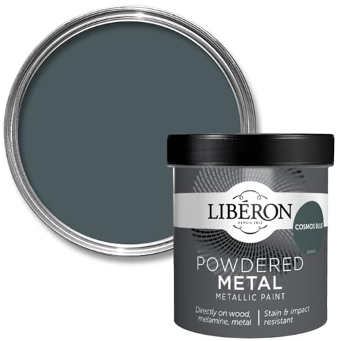Libéron Powdered Metal Metallic Paint, Cosmos Blue Matt, 500ml | No undercoat required, High coverage, Rich metallic sheen, Washable & scratch resistant
