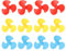 sourcing map 2mm DC Motor Shaft Propeller, 30mm Fan Shape 3-blade Plastic Round Propellers for DIY Model Airplane Science Education Toys Motor RC Boat Micro (3 Colors, Pack of 12)