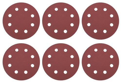 sourcing map Lot de 10 disques de ponçage 180 mm 8 trous Grain 120 Papier abrasif Orbital aléatoire pour travail du bois, automobile, métal