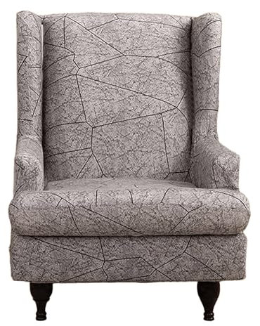 WYLEBER Wingback Chair Cover,Washable Stretch Wing Chair Slipcover with T-Shaped Cushion Cover,Soft Anti-Slip Furniture Protector for Armchair Home Living Room Decor(A)