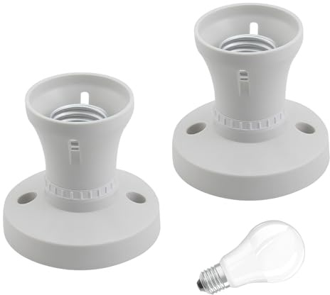 2 Pcs E27 Light Bulb Holder E27 Lamp Base Socket Converter, Light Bulb Holder with Edison Screw Fitting, Screw-in Bulb Socket Adapter for Ceiling Pendant & Wall Lighting Fixtures