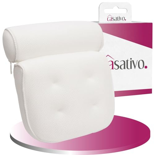 Casativo-Wellness Luxuriöses Badewannenkissen für Pure Entspannung - Nackenkissen für Badewanne, Ergonomische 2-Kammer-Nackenstütze - Das Wohlfühlkissen für Ihr Bad