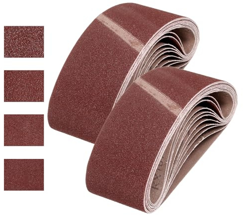 QUARKZMAN 76mm x 457mm Nastri Abrasivi, 24Pz 40/80/120/240 Grana Carta Vetrata per Levigatrice Ossido di Allumina Per Lavorazione Legno, Lucidatura Metalli, Affilatura Coltelli | Carta Vetrata, Ossido di Allumina, per Levigatrice, per Lavorazione Legno Lucidatura Metalli Affilatura Coltelli
