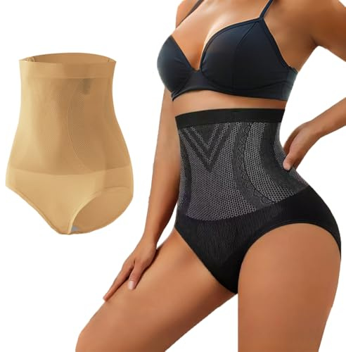 2XK-NOV Braga Faja Alta Reductora Mujer Abdomen - Bragas Fajas Levanta Gluteos, Bragas Moldeadoras Mujer Vientre Plano, Braguitas Postparto Antienrollamiento, Fajas Reductoras Adelgazantes