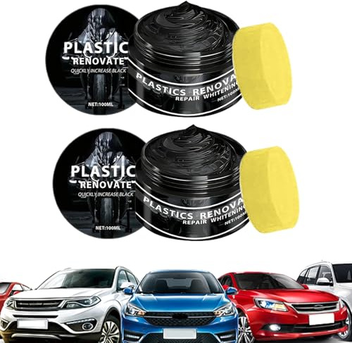 Generisch 2 Pack Auto Kunststoffteile Renovierer Schwarz, Kratzer Reparatur F-ür Fahrzeuge, Innenraum Pflegemittel Für Auto, 100ML Ausbleichen Beständig Hochglanz UV Schutz Für Gummi