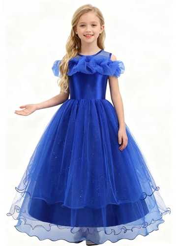 YYSSNM Elegantes trajes con hombros descubiertos para damas de honor: vestido de noche con volantes de tul y lentejuelas para fiestas formales