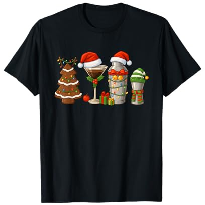 Christmas Cocktail Espresso Martini Drinking Party Bartender T-Shirt