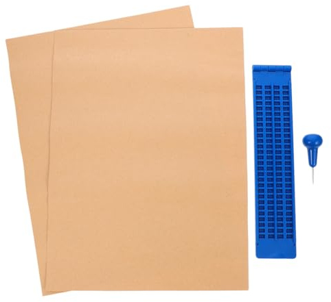 EXHUMKY Tavoletta Braille Punteruolo in Plastica Blu, Compatta e Portatile per Braille, per Persone Non Vedenti, 27 Righe e 30 Spazi
