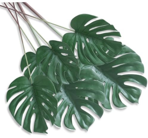 AZIDWERYQ Foglie di Monstera artificiali 6 pezzi 24/33/22 Foglie di Monstera a stelo lungo realistiche Pianta decorativa fai da te per feste, bar, club, piante domestiche