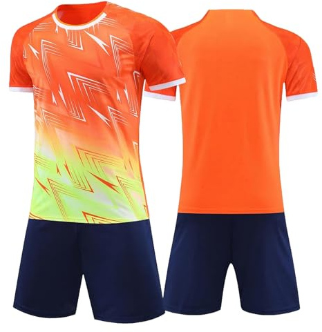 Tokeya Fotbollskit för barn pojkar fotbollströja set snabbtorkande nät andningsbara shorts och t-shirt set fotboll träningsdräkt skola PE träningsoverall sportkläder för barnkläder ålder 7-13 år