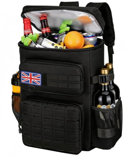 Jetviivid Tactical Cooler Backpack for Men, Insulated Backpack with Bottle Opener, Waterproof Leakproof Thermal Lunch Bag, Cooler Bag for Camping Picnic Hiking Beach Daily Day Trips, Black